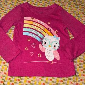 The Children’s Place Toddler Girls Size 2T Owl Rainbow Colors Shirt